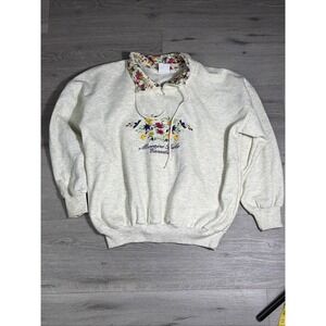 Vintage Moraine Lake Canada Floral‎ Embroidered Sweatshirt M Cityscape